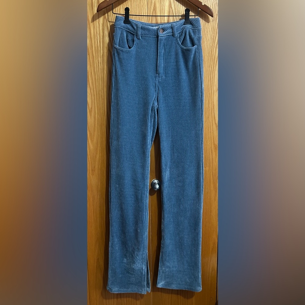 Zara Women's Blue Corduroy Flare Pants